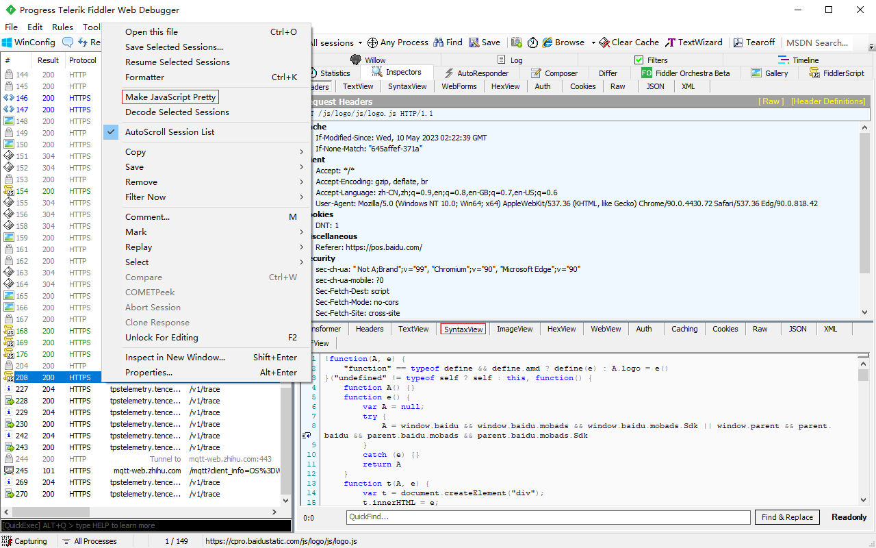 Fiddler插件-Javascript Formatter