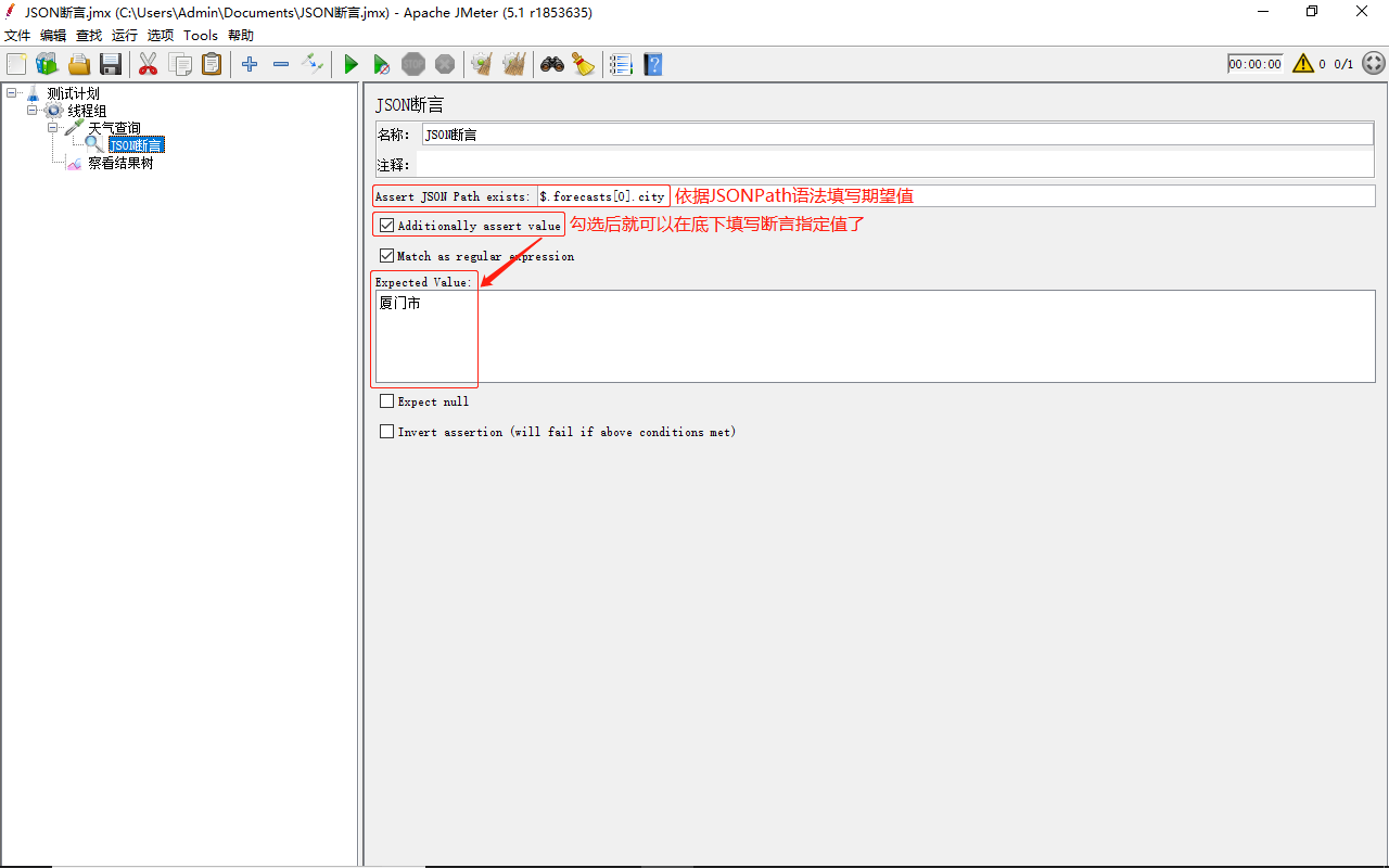 常用的断言-JSON断言-断言配置